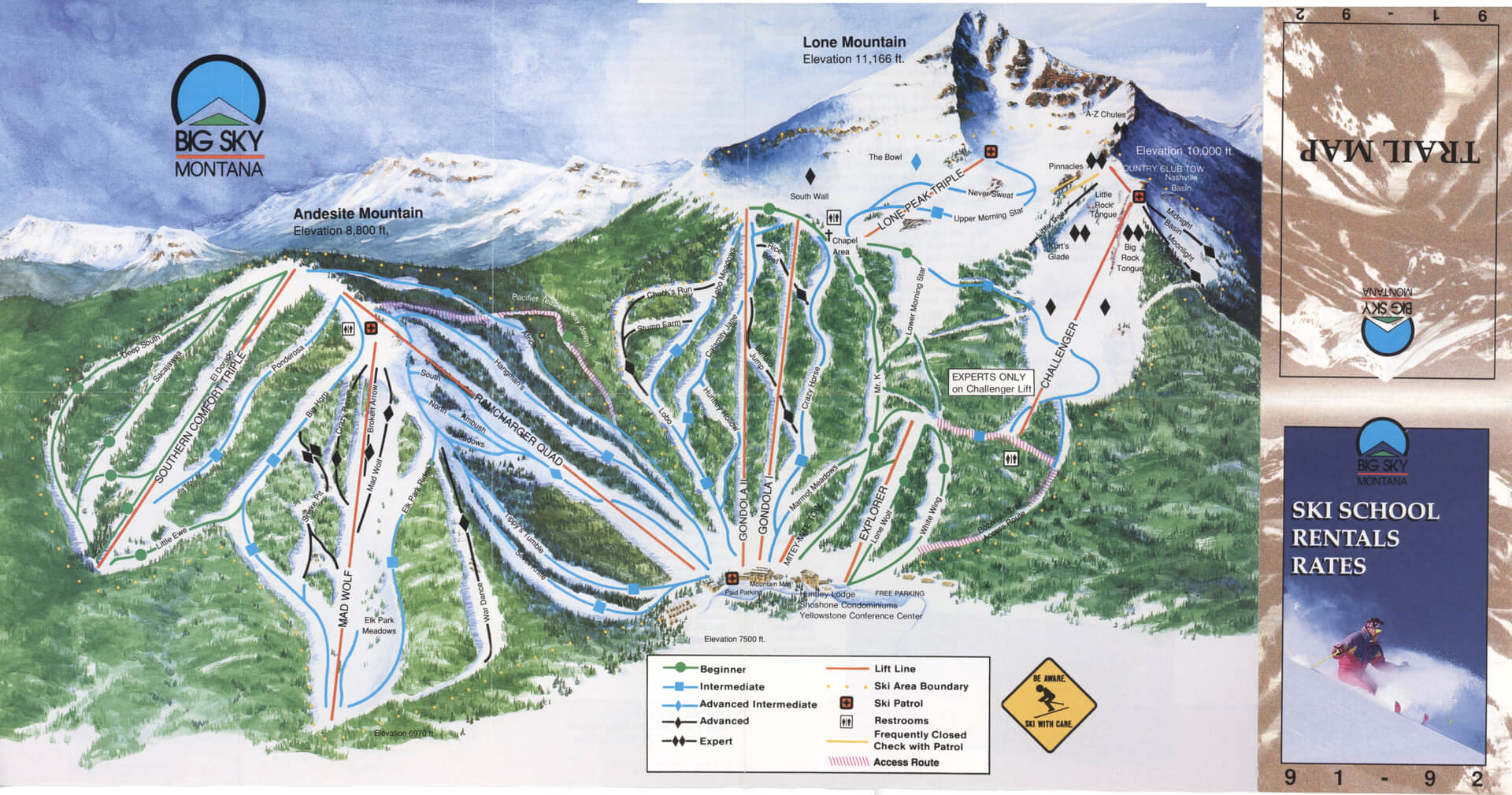 Big Sky Trail Map from 1991