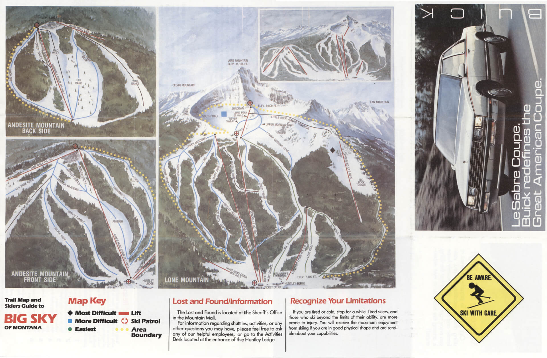 Big Sky Trail Map from 1984