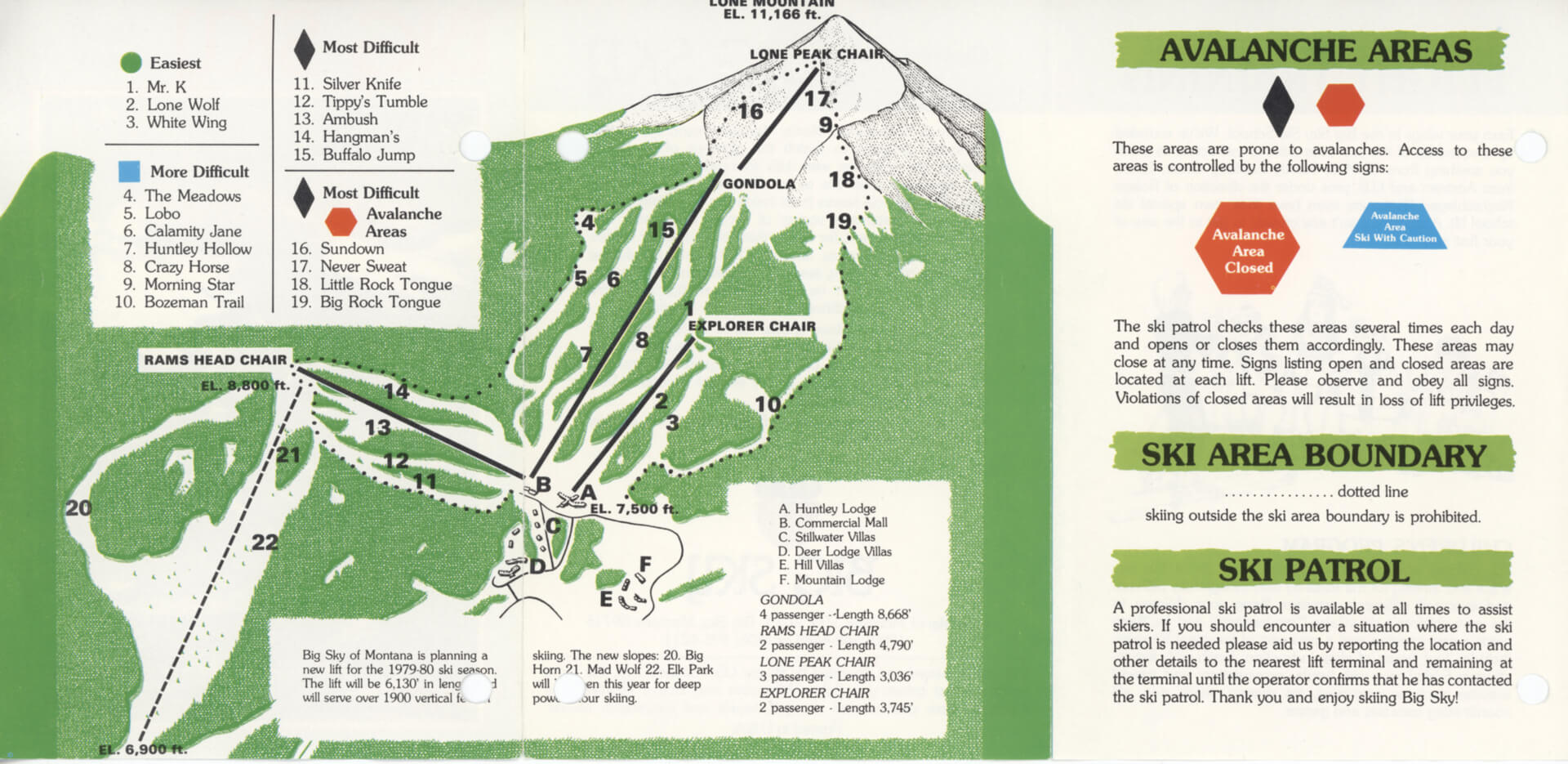 Big Sky Trail Map from 1978