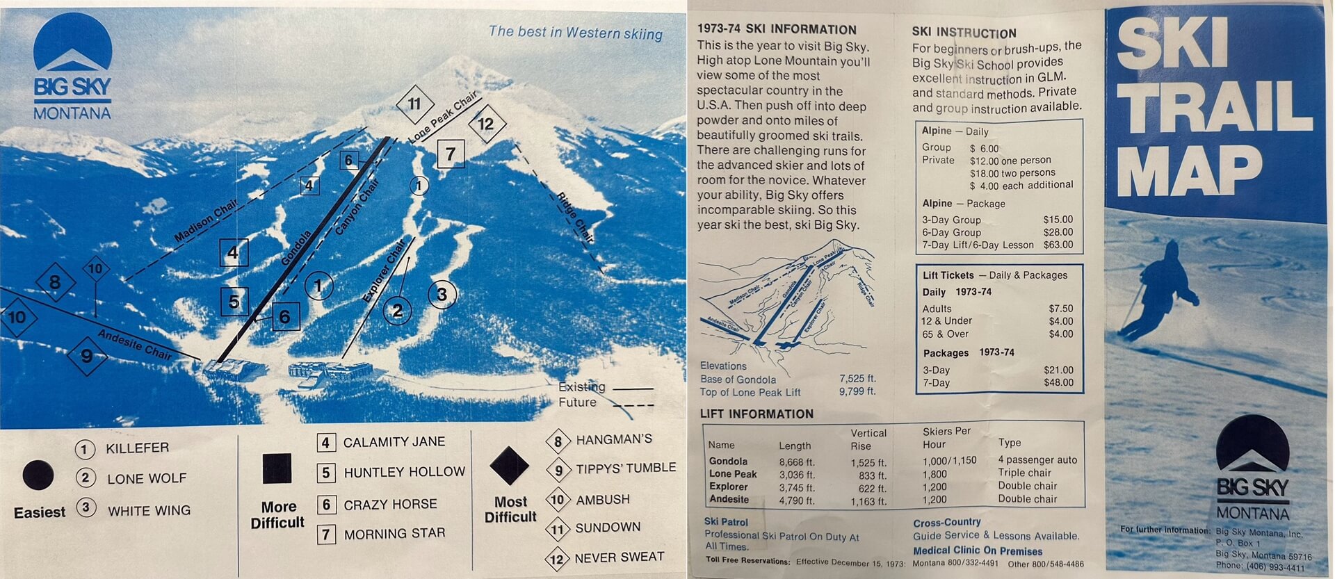 Big Sky Trail Map from 1973