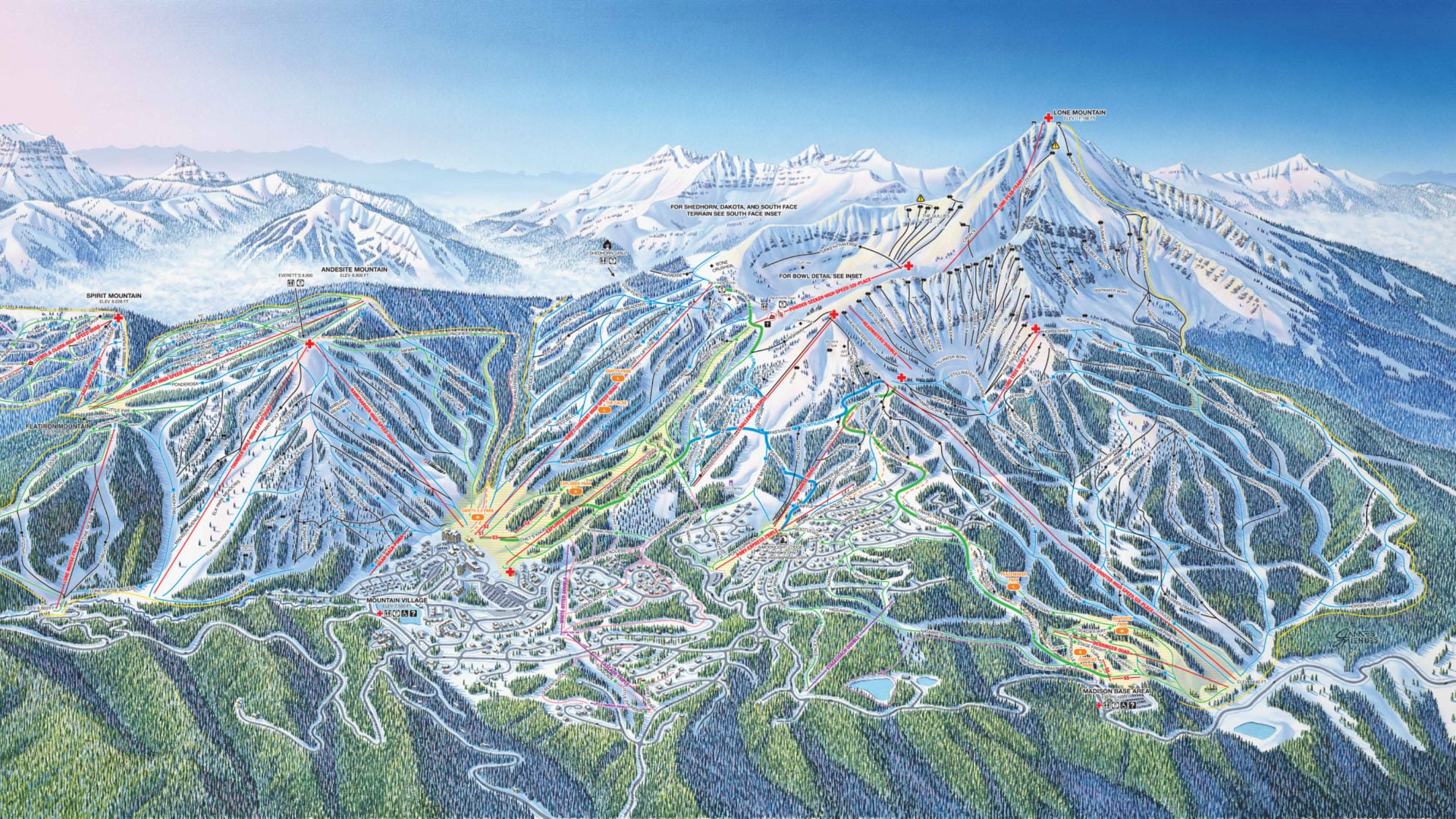 Big Sky Ski Trail Map - Sibby Dorothee