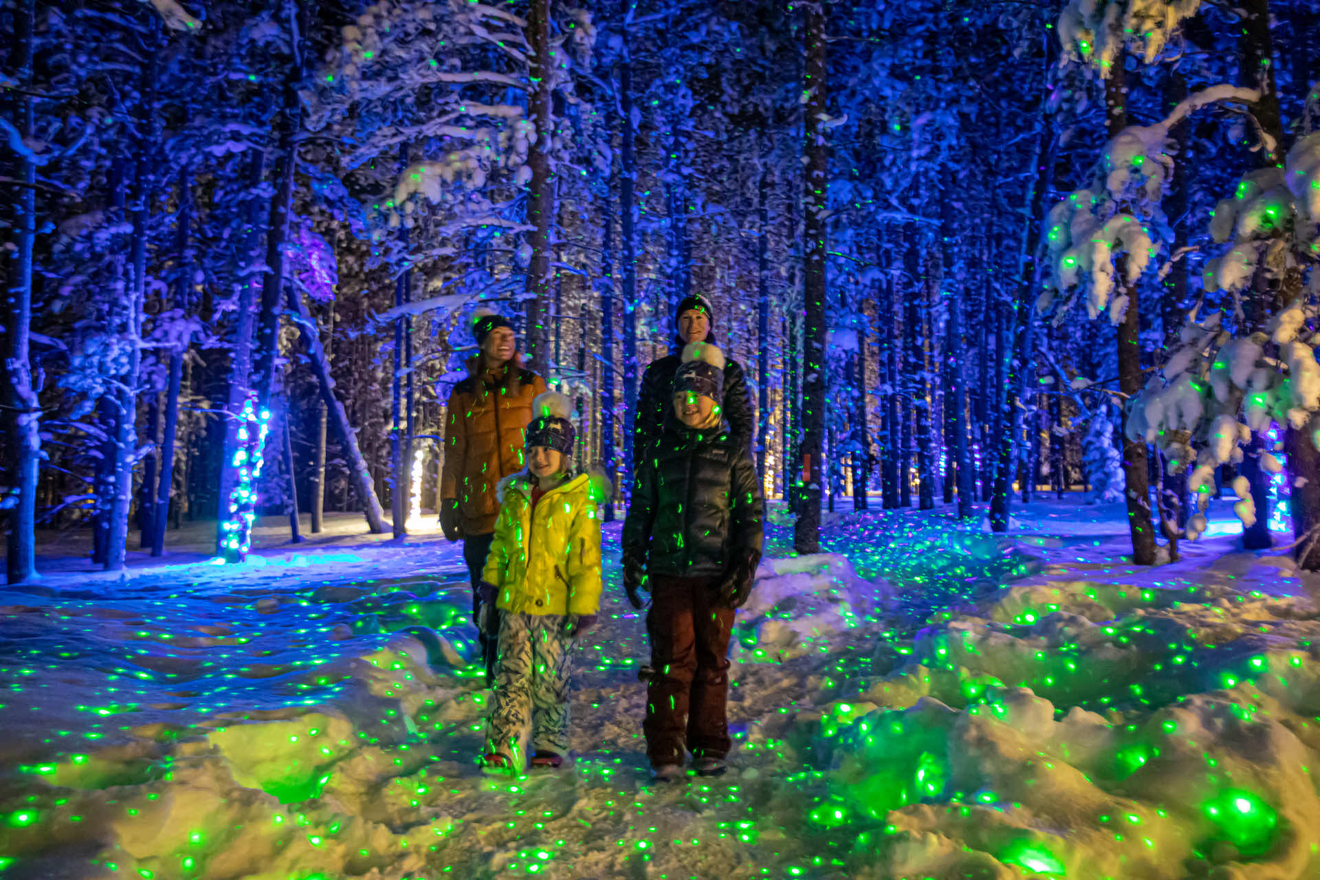 Family walking through the Enchanted Forest