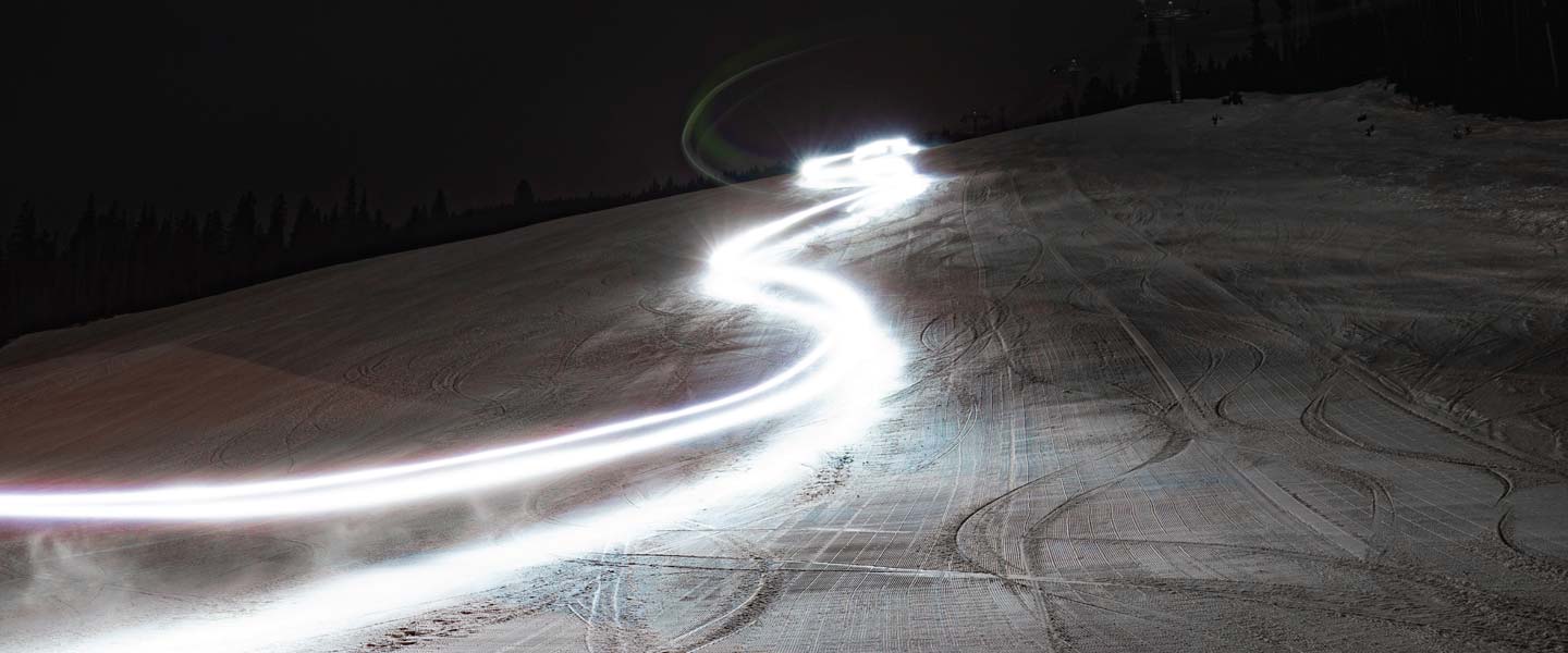 Long Exposure Headlamp Night Skiing