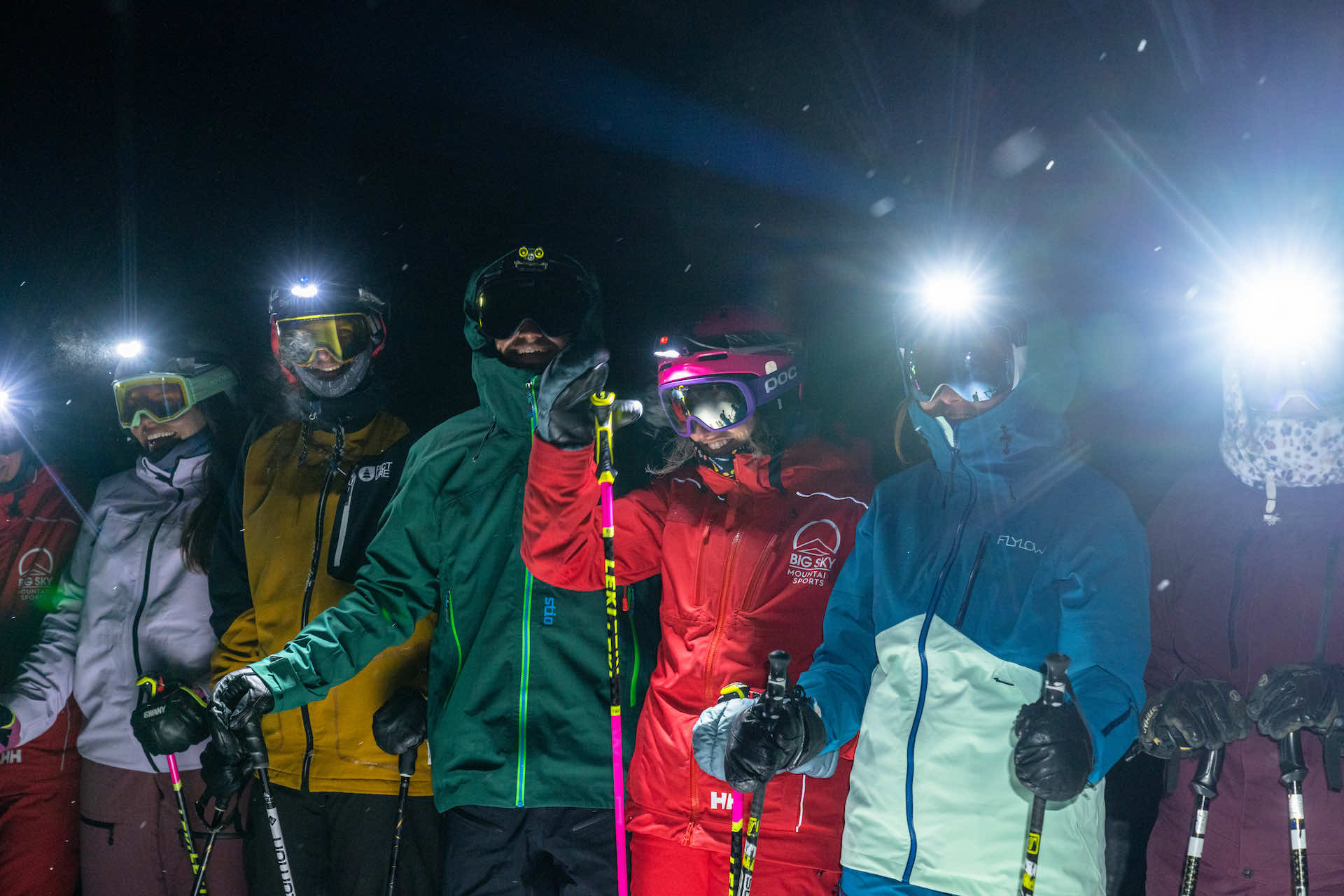 Headlamp Night Skiing Group