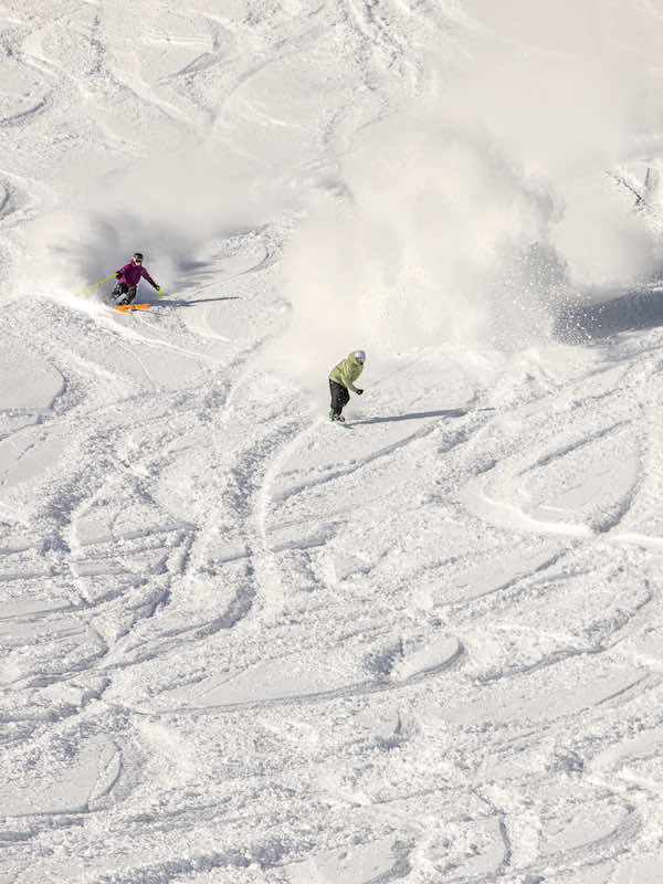 Two skiers in powder